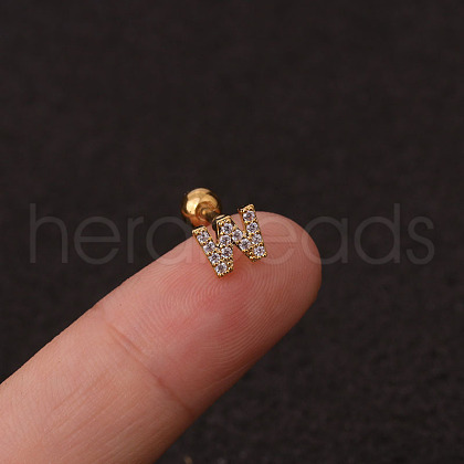 316L Surgical Stainless Steel Micro Pave Clear Cubic Zirconia Cartilage Earrings WG3A850-46-1