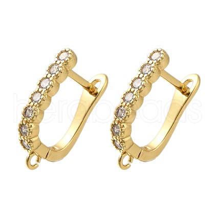 Rack Plating Brass Micro Pave Cubic Zirconia Hoop Earring Findings EJEW-H143-05G-1