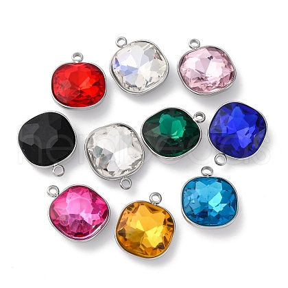 304 Stainless Steel Rhinestone Pendants STAS-B090-01P-1