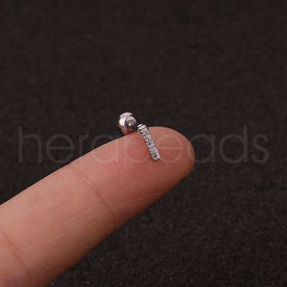 316L Surgical Stainless Steel Micro Pave Clear Cubic Zirconia Cartilage Earrings WG3A850-17-1