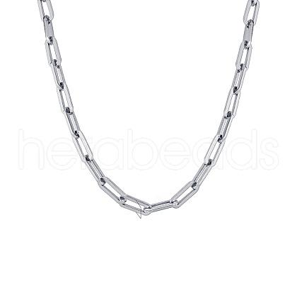 Stainless Steel Paperclip Chain Necklaces for Women PW-WG12199-01-1