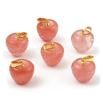 Cherry Quartz Glass Teacher Apple Charms G-Z022-02M-G-1