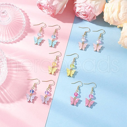 5 Pairs 304 Stainless Steel Butterfly Dangle Earrings EJEW-JE06433-1