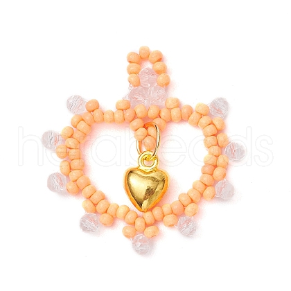 Glass Seed Beaded Heart Pendants PALLOY-MZ00588-02-1