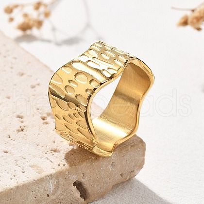 304 Stainless Steel Wide Wave Finger Rings RJEW-Q012-03G-1