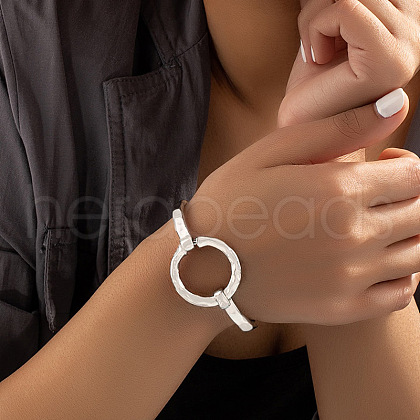 Flat Round Alloy Cuff Bangles for Women WG73EA3-05-1