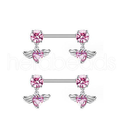 G23 Titanium Pink Cubic Zirconia Nipple Rings WG912A9-37-1