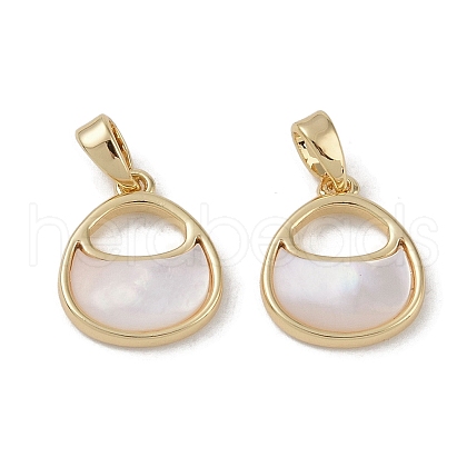 Brass Pave Shell Bag Charms KK-G497-10G-1