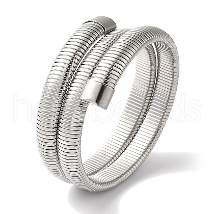 Rack Plating Brass Triple Coil Open Cuff Bangles for Women BJEW-A018-02P-1