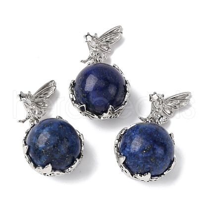Dyed Natural Lapis Lazuli Round Pendants G-G207-01P-05-1