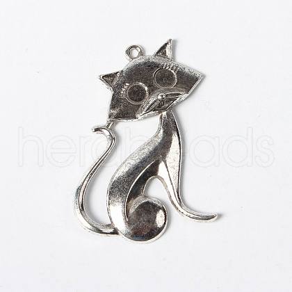Tibetan Style Alloy Kitten Pendants X-TIBEP-22758-AS-RS-1
