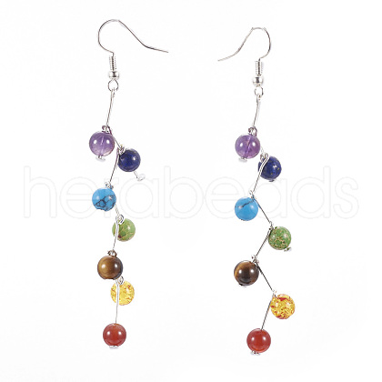 Natural & Synthetic Mixed Stone Dangle Earrings EJEW-JE02978-02-1