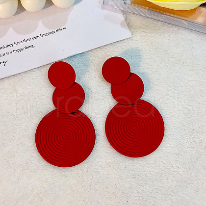 3-Round Alloy Dangle Stud Earrings FS-WG460DD-11-1
