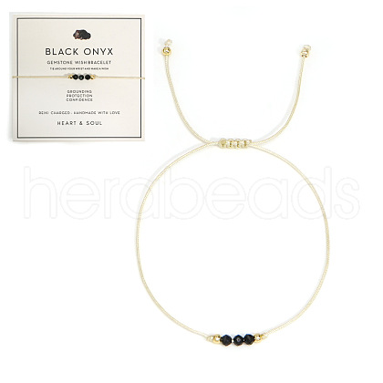 Natural Black Onyx Braided Beads Bracelets for Women LU0568-1-1
