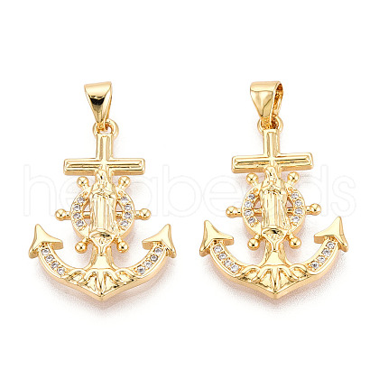 Brass Micro Pave Cubic Zirconia Pendants KK-N268-03G-1