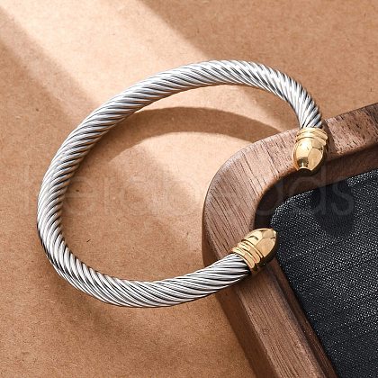 304 Stainless Steel Cuff Bangles BJEW-P310-09GP-1
