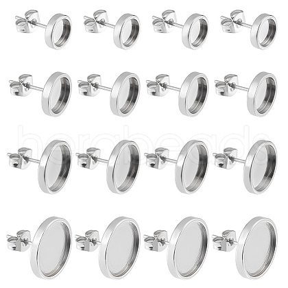 Beebeecraft 40Pcs 4 Size 304 Stainless Steel Stud Earring Settings STAS-BBC0004-41-1