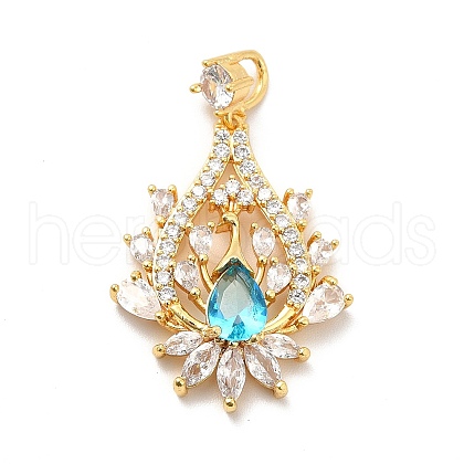Brass Clear Cubic Zirconia Pendants KK-I695-063G-1