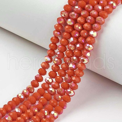 Electroplate Opaque Solid Color Glass Beads Strands EGLA-A034-P4mm-L03-1