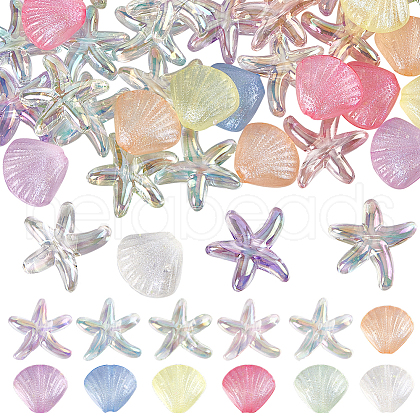 SUNNYCLUE 60Pcs 6 Styles Plating Acrylic Beads FIND-SC0012-61-1