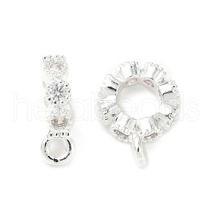 Brass Micro Pave Clear Cubic Zirconia Tube Bails KK-A254-02B-S-1