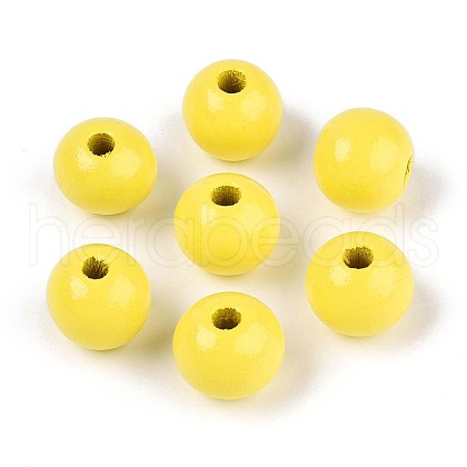 Spray Painted Round Natural Schima Wood Beads WOOD-A018-12mm-04-1