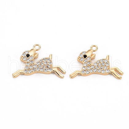 Brass Micro Pave Clear Cubic Zirconia Charms KK-S356-464-NF-1