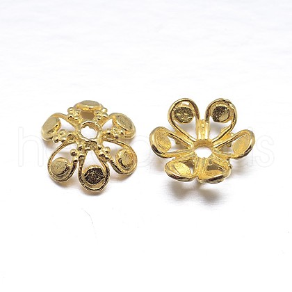 Real 18K Gold Plated 6-Petal 925 Sterling Silver Bead Caps STER-M100-16-1