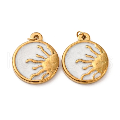 304 Stainless Steel Enamel Pendants STAS-U061-31G-B-1