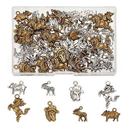 ARRICRAFT 64Pcs 8 Styles Tibetan Style Alloy Pendants FIND-AR0005-03-1