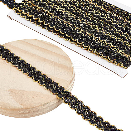 Polyester Filigree Wavy Lace Ribbon OCOR-WH0082-211A-1
