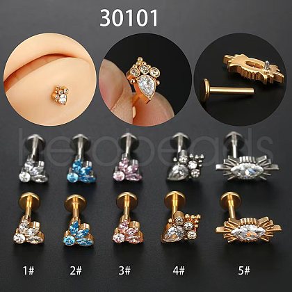 G23 Titanium Micro Pave Pink Cubic Zirconia Threadless Labrets WGA56E5-08-1