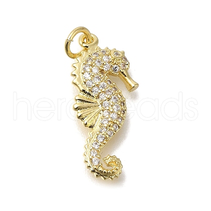 Brass Micro Pave Cubic Zirconia Pendants X-KK-R002-18G-1