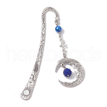 Alloy Moon Pendant Bookmark AJEW-JK00296-04-1
