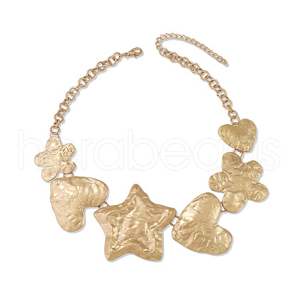 Alloy Textured Heart Star Flower Pendant Bib Necklaces FS-WG07D1C-01-1