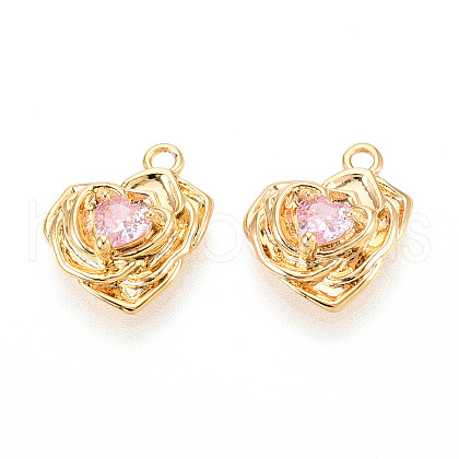Brass Micro Pave Cubic Zirconia Charms KK-N263-58G-1