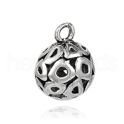 Tibetan Style Hollow Round Alloy Pendants PALLOY-J577-31AS-1