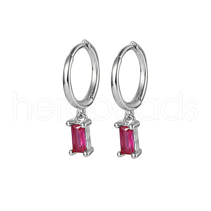Platinum Rhodium Plated 925 Sterling Silver Dangle Hoop Earrings for Women SY2365-15-1