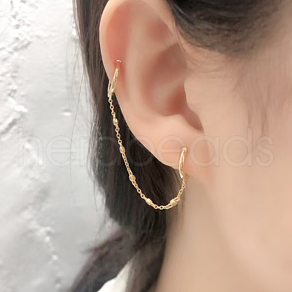 S925 Sterling Silver Chain Hoop Earrings MC5982-1-1