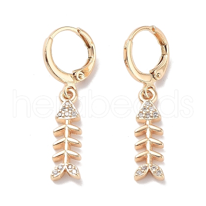 Real 18K Gold Plated Brass Dangle Leverback Earrings EJEW-L269-023G-1