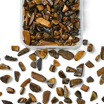 50G Natural Tiger Eye Chip Beads G-YW0001-80-1