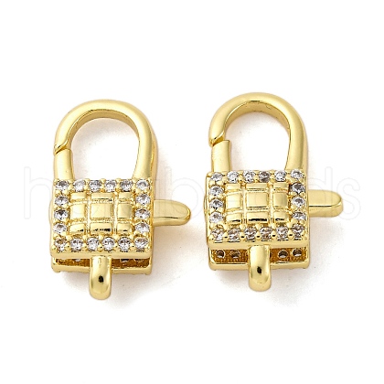 Brass Clear Cubic Zirconia Lobster Claw Clasps KK-Z078-43G-1