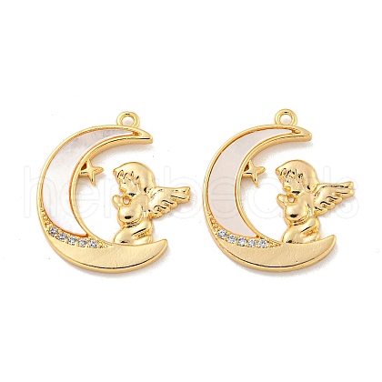 Rack Plating Brass Micro Pave Clear Cubic Zirconia Pendants KK-A214-21G-1