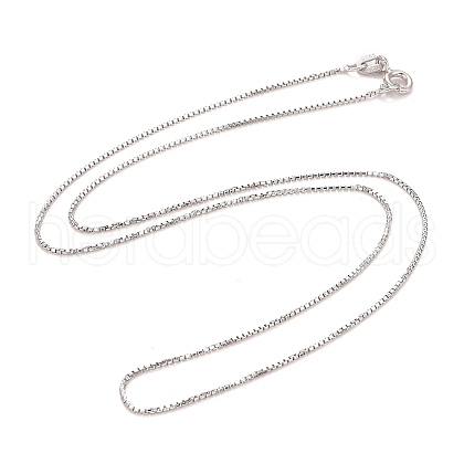 Anti-Tarnish Rhodium Plated 925 Sterling Silver Box Chain Necklace for Women NJEW-M190-02D-P-1