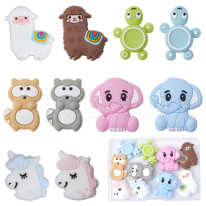 SUNNYCLUE 10Pcs 10 Style Silicone Beads SIL-SC0001-04-1