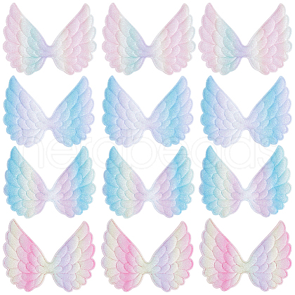 Gorgecraft 40Pcs 4 Colors Angel Wing Shape Sew on Patches Applique FIND-GF0005-44-1