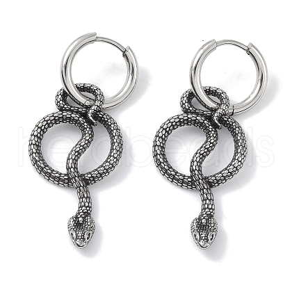 316 Surgical Stainless Steel Snake Hoop Earrings for Women EJEW-P274-14B-AS-1