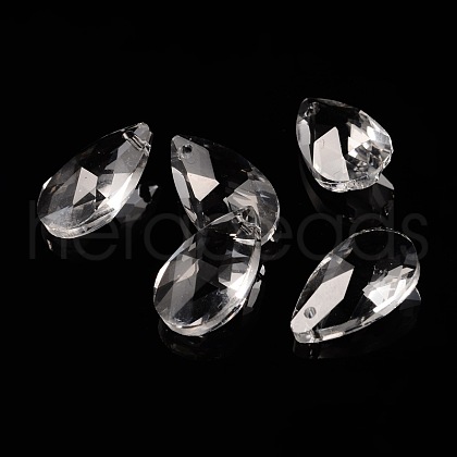 Faceted Teardrop Glass Pendants GLAA-O008-A13-1