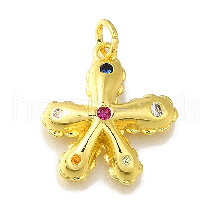Rack Plating Brass Micro Pave Cubic Zirconia Pendant KK-H485-25G-1
