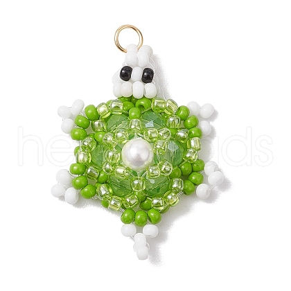 Glass Seed Beaded Pendants PALLOY-MZ00398-02-1